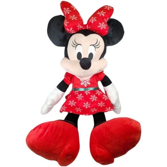 Disney Christmas Minnie Mouse Stuffed Animal 22"Plush Toy 22' Snowflake Dress - Picture 9 of 15